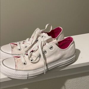 White and Pink Canvas converse Sneakers size 6 women